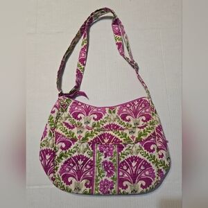 Vwra Bradley Hobo Purse Adj. Shoulder Strap Pink Green White Floral Pattern